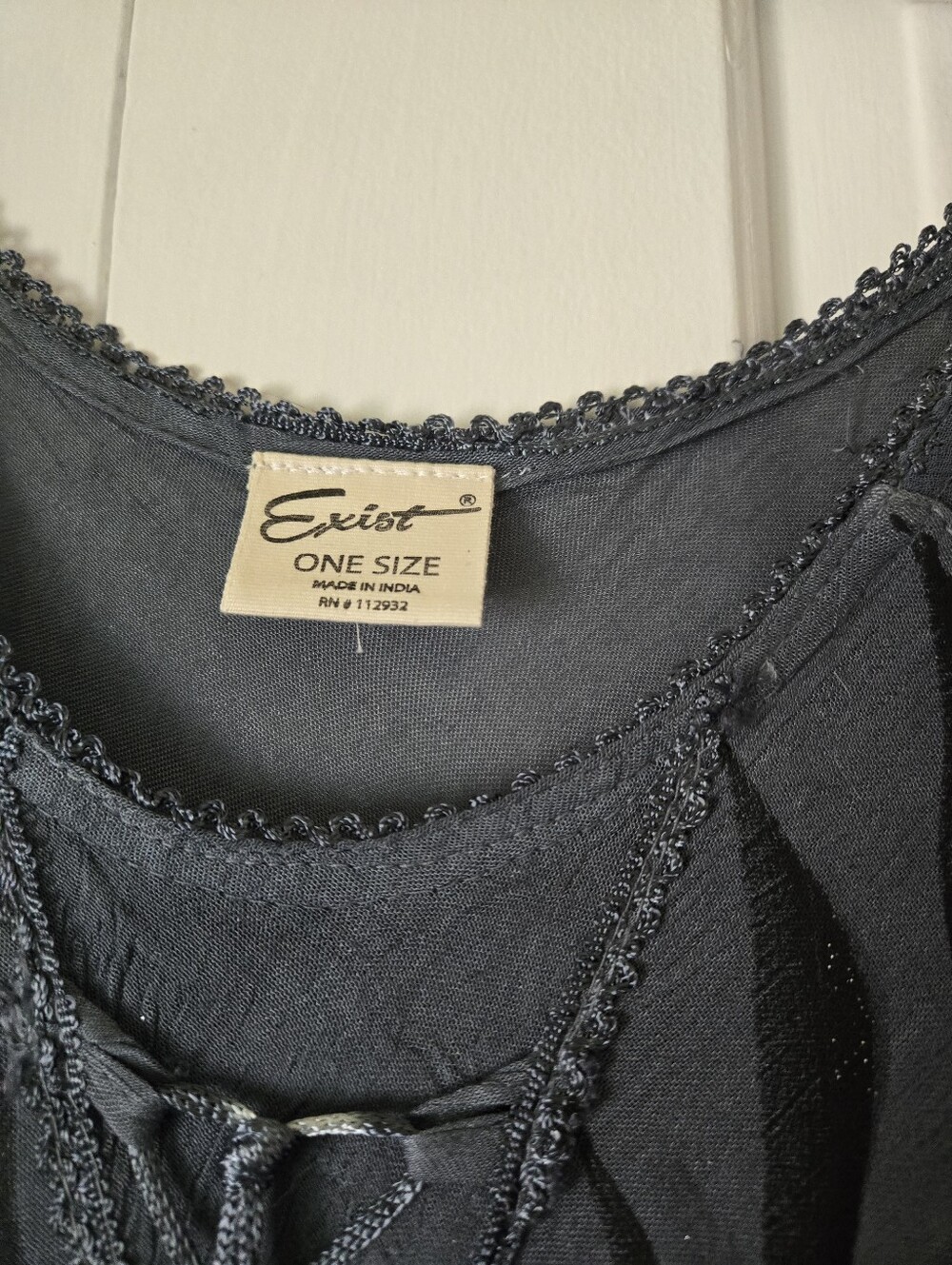 Exist Black Lace-Trim Tie-Neck Top - Picture 2 of 2
